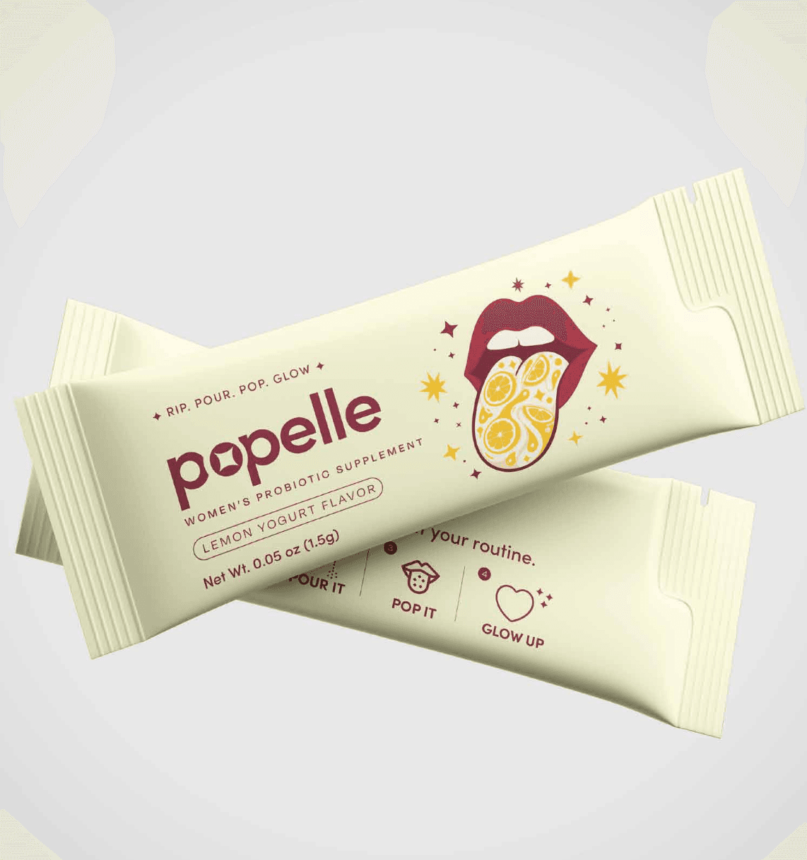A Popelle lemon yogurt sachet