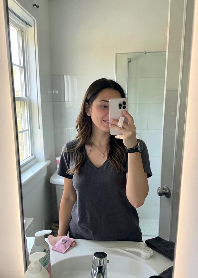A creator filming her Popelle routine in a mirror